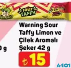WARNİNG SOUR TAFFY LİMON VE ÇİLEK AROMALI ŞEKER 42 G fiyat ve kampanya bilgisi